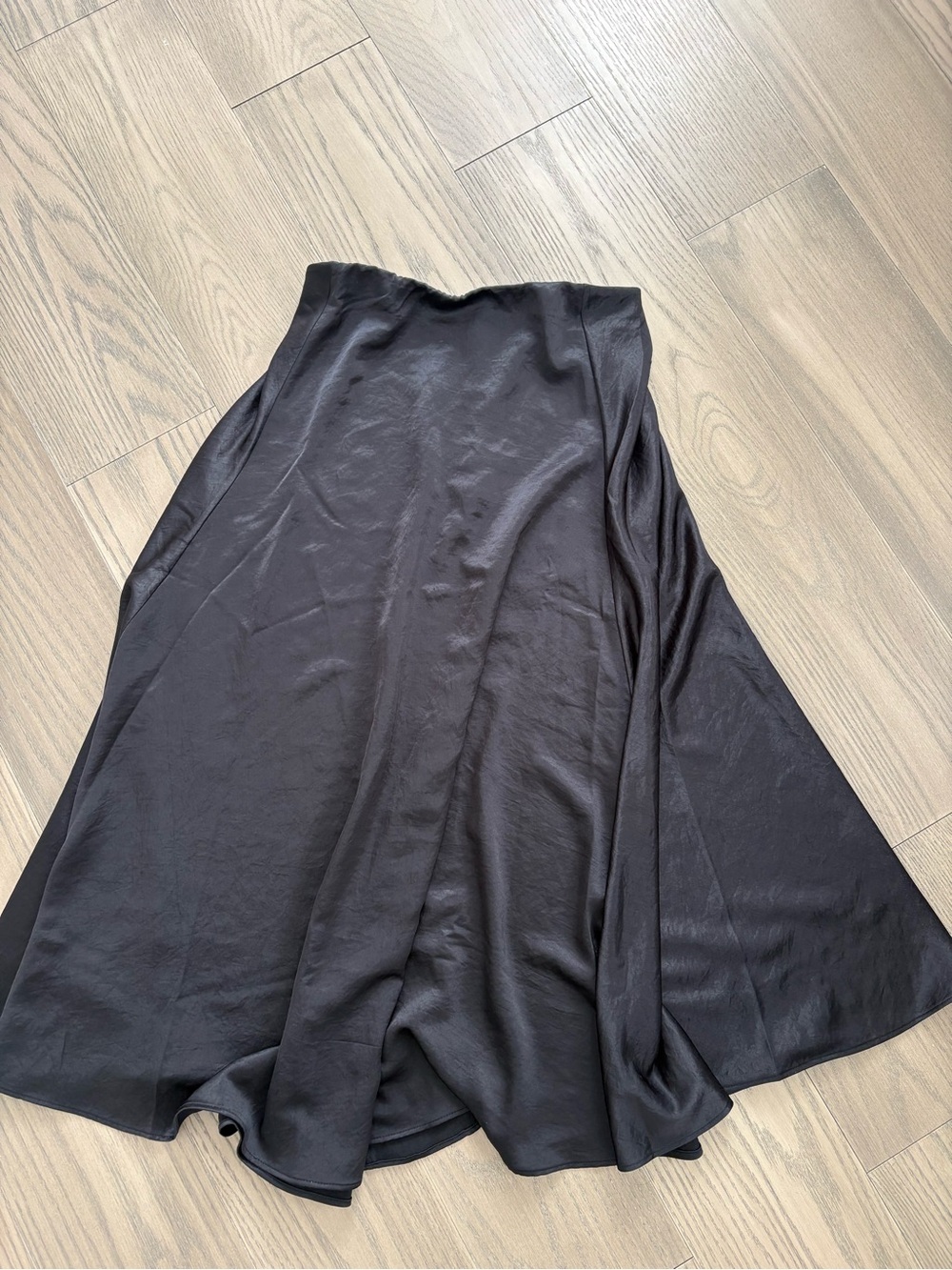 Madewell Black Satin A-Line Midi Skirt